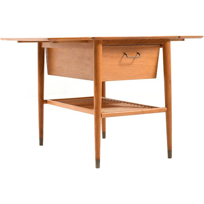 Vintage Danish Sewing Table in Teak and Oak - 1960s
