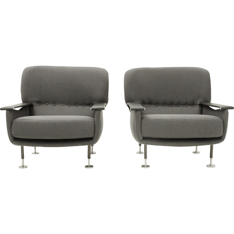 Suite de 2 fauteuils gris vintage italiens - 1950