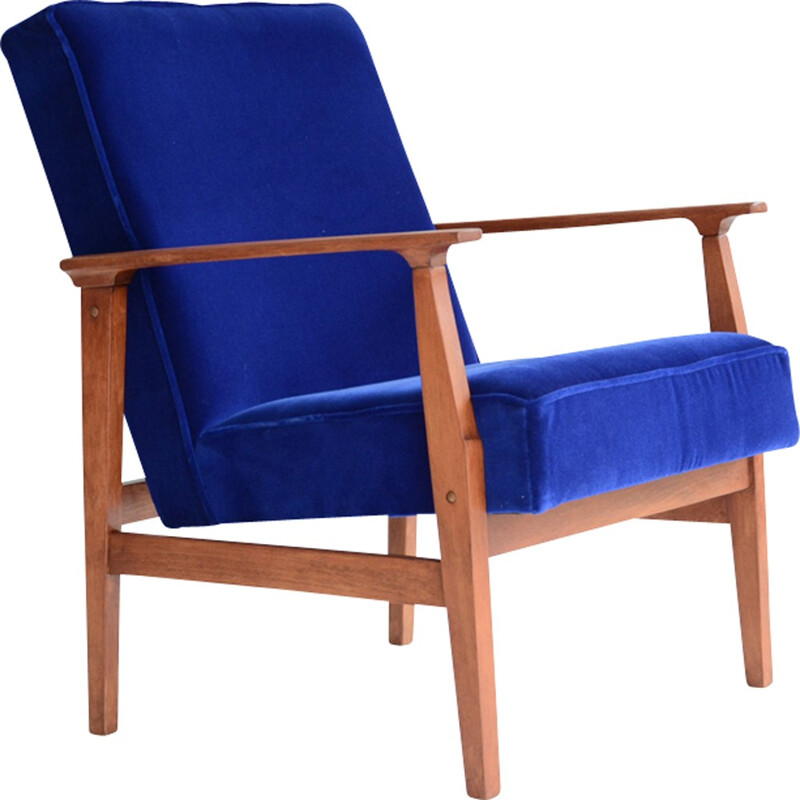 Vintage square Blue TON armchair - 1960s
