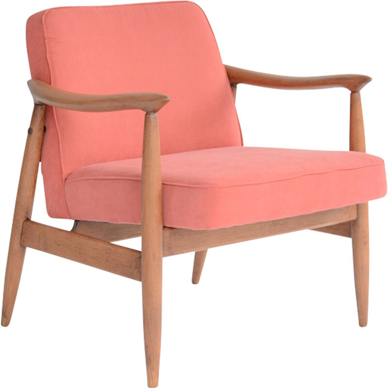 Vintage coral rose armchair "GMF 87" by Kedziorek - 1960s