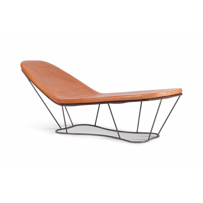 Lounge Chair in Steel And Cognac Leather by Xavier Lust - 2000s