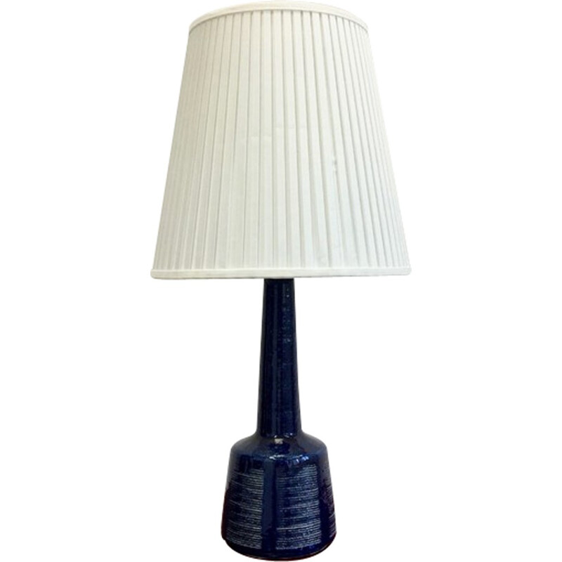 Large Dark Blue Danish Ceramic Table Lamp by Esben Klint for Palshus - 1960s