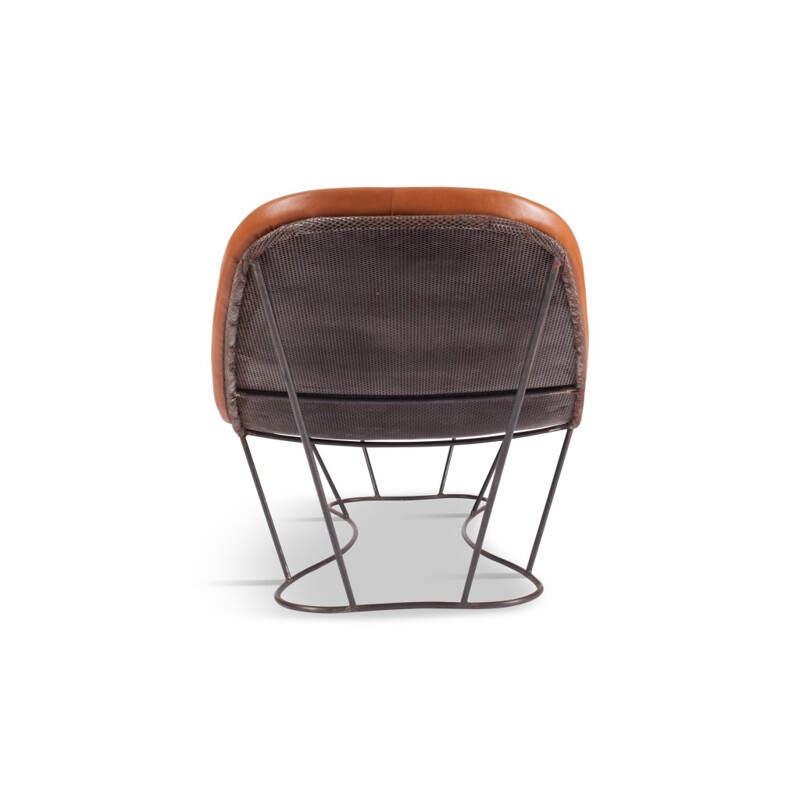 Fauteuil en Acier et Cuir Cognac par Xavier Lust - 2000