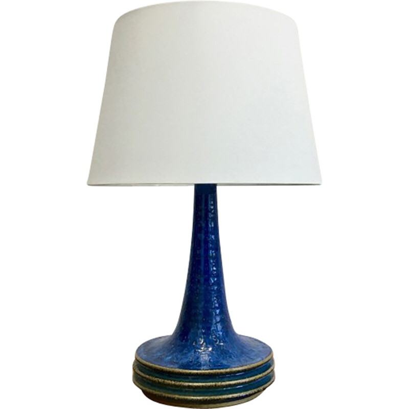 Danish Blue vintage Ceramic Table Lamp by Axella for Tromborg - 1970s