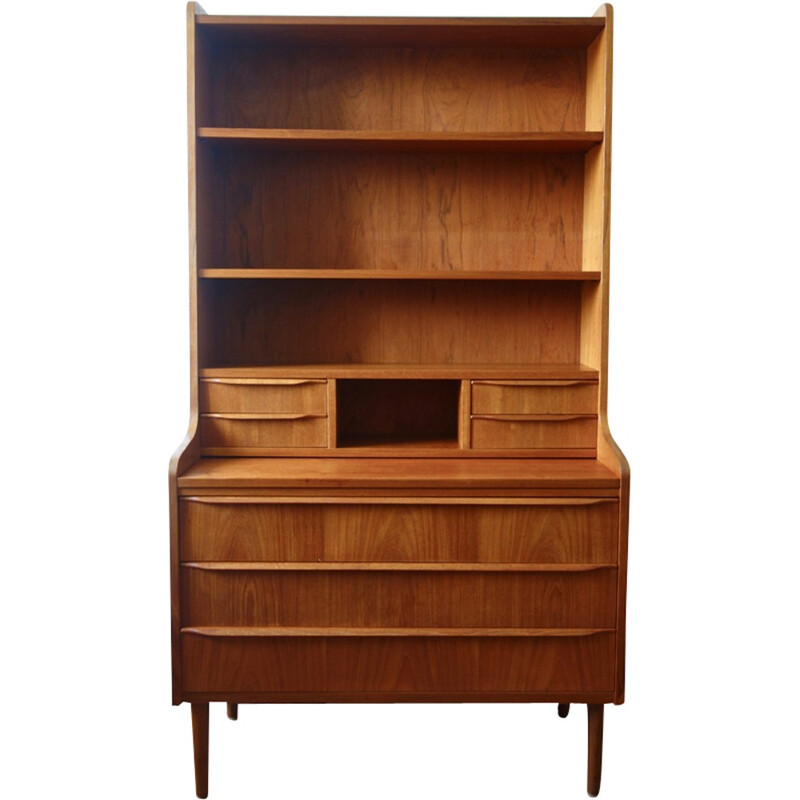 Scandinavian vintage secretary with 2 shelves - 1960s