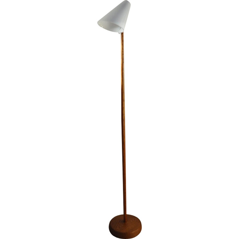 Vintage oak floor lamp by Uno & Östen Kristiansson for Luxus - 1960s