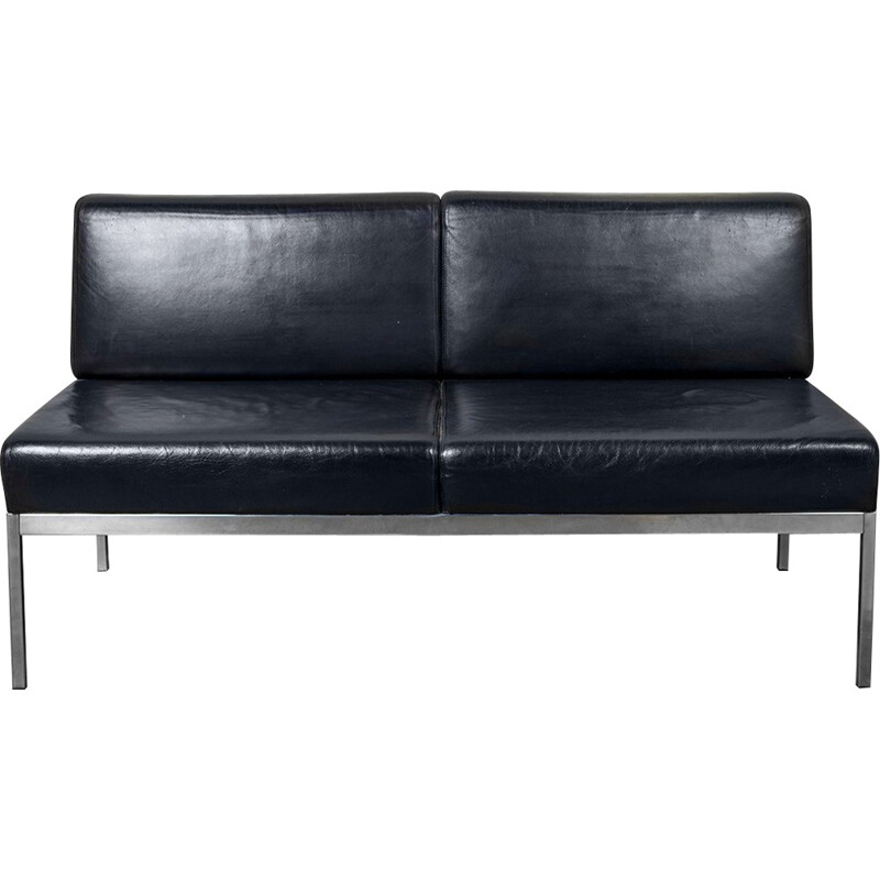 Vintage Chrome & Leather Sofa by Kho Liang Le for Artifort - 1950s