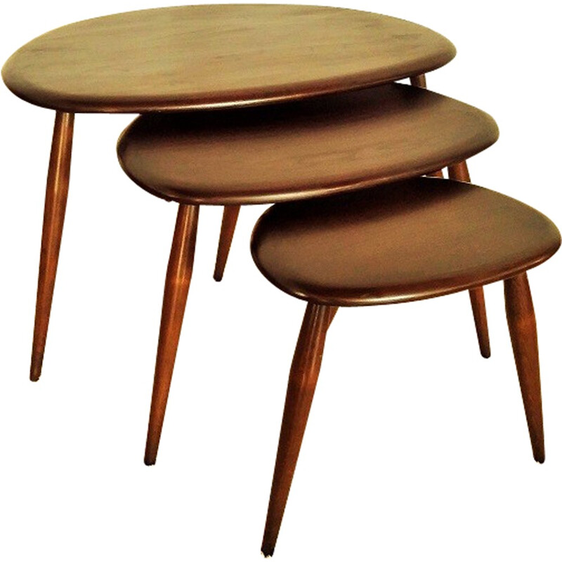 Vintage "Compas" nesting tables for Ercol - 1950s