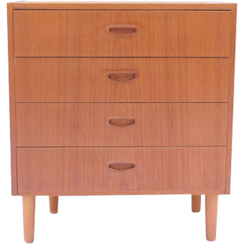 Small vintage chest of drawers with 4 drawers in teak - 1960s