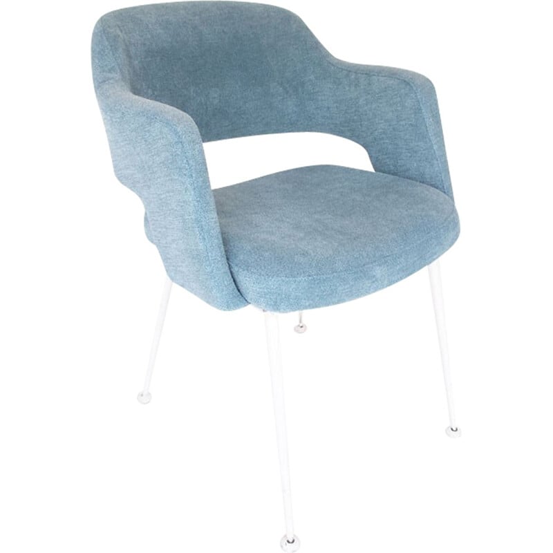 Sky blue Armchair with white metal legs - 1970s