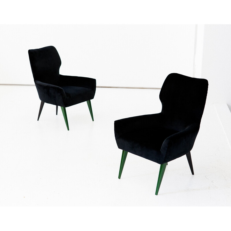 Suite de 2 fauteuils lounge modernes italiens - 1950