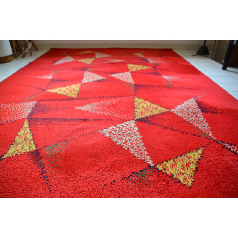 Large red wool carpet - 1950s