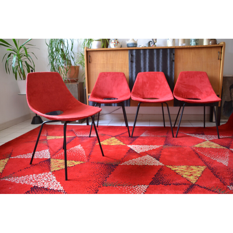 Set of 4 vintage chairs "Amsterdam" by Pierre Guariche and ARP - 1950s