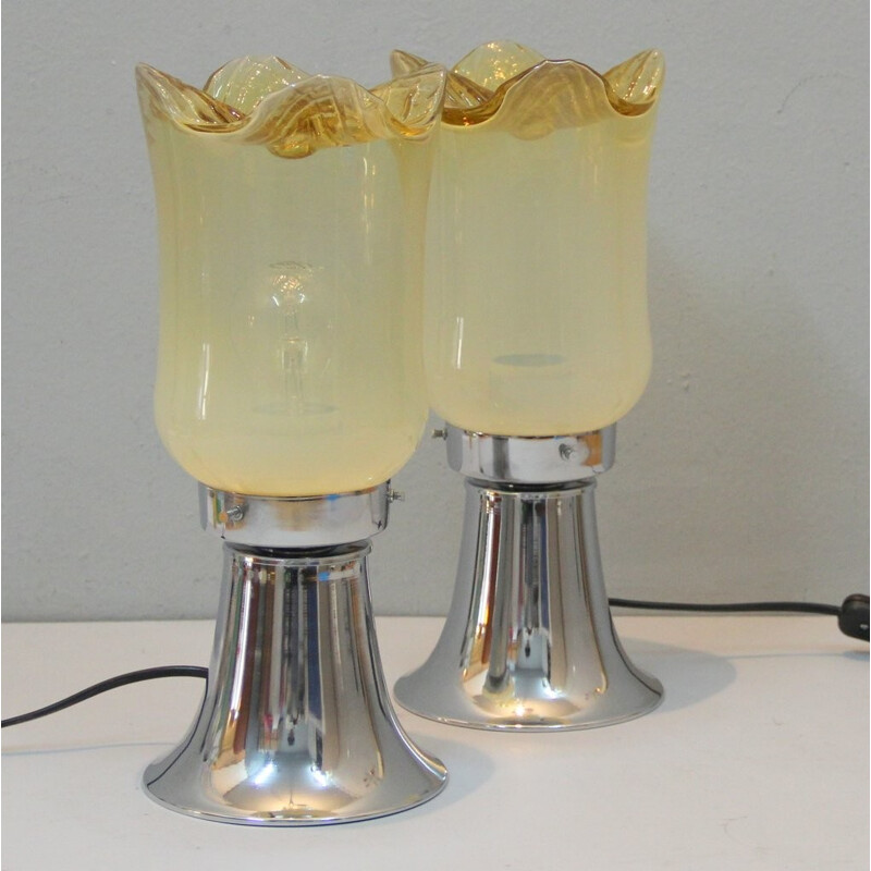 Paire de lampes vintages de table Murano - 1960
