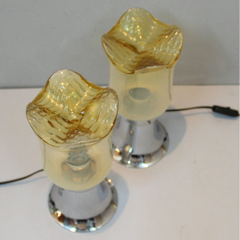 Paire de lampes vintages de table Murano - 1960