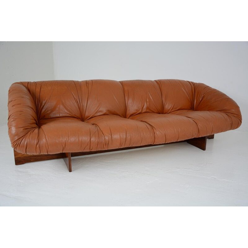 Vintage Leather sofa by Percival Lafer - 1970s
