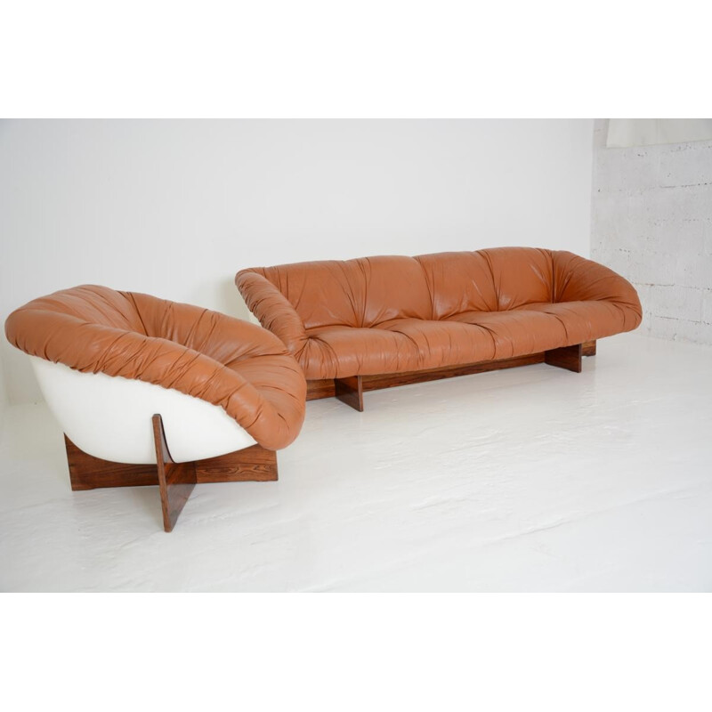 Vintage Leather sofa by Percival Lafer - 1970s