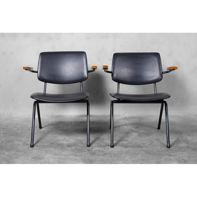 Suite de deux chaises de bureau vintage de Rudolf Wolf - 1950