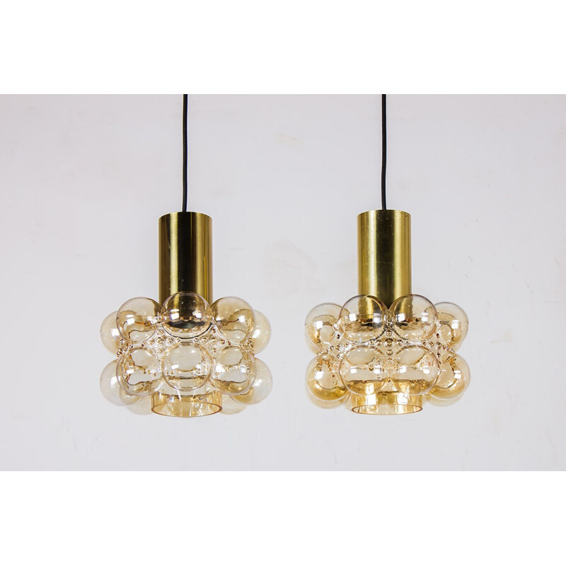 Pair of vintage bubble glass ceiling lights by Helena Tynell and Heinrich Gantenbrink for Limburg, 1960