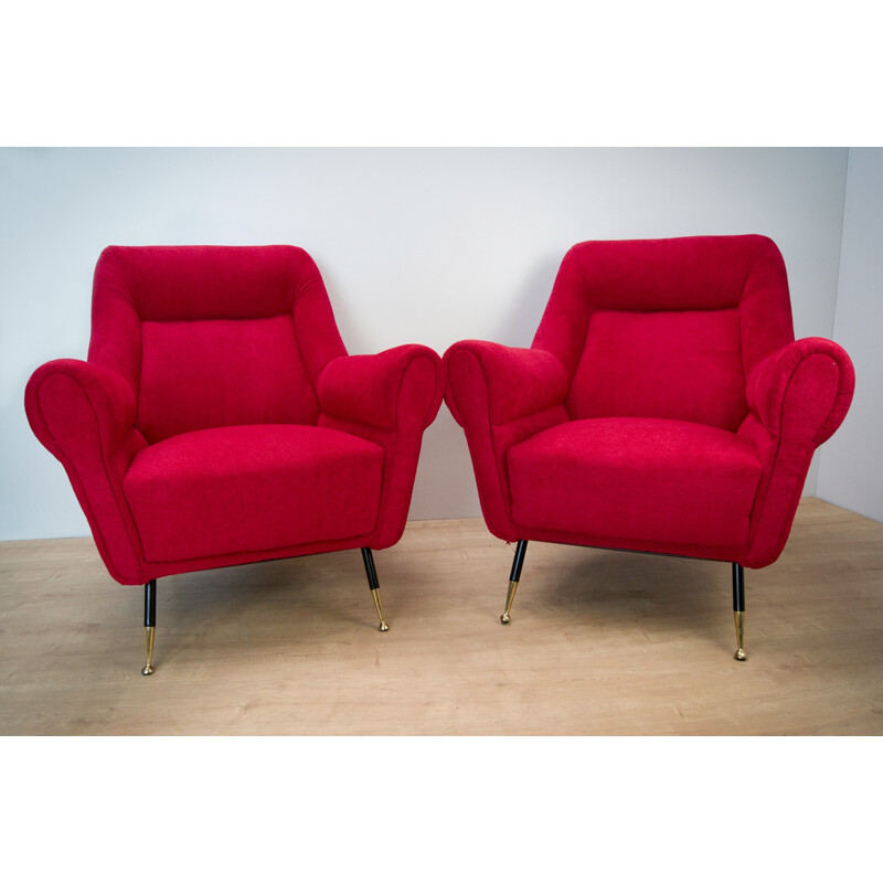 Vintage pair of Italian armchairs by Gigi Radice for Minotti - 1960s