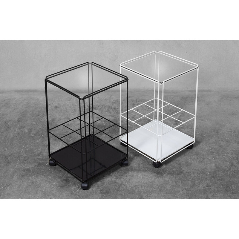 Vintage Set of 2 Black and White Isocele Trolleys by Max Sauze - 1970s
