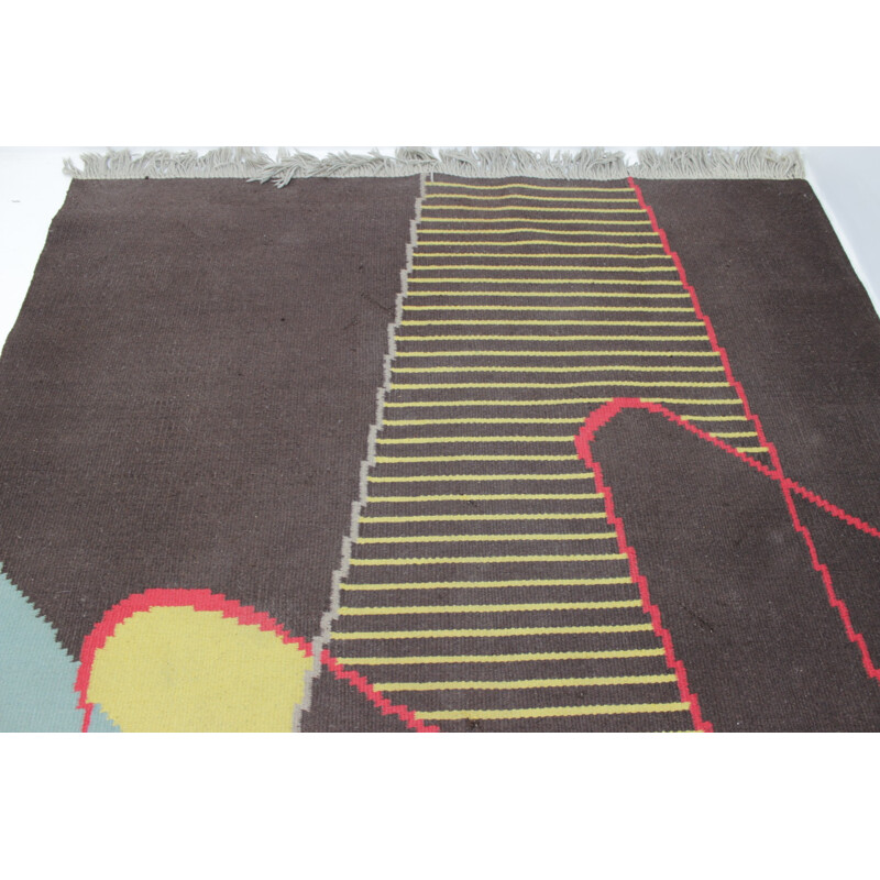 Alfombra geométrica vintage de Antonin Kybal, 1960