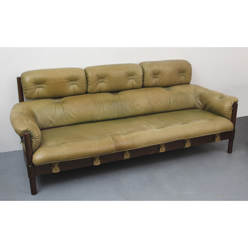 Vintage leather 3 seater sofa - 1970s