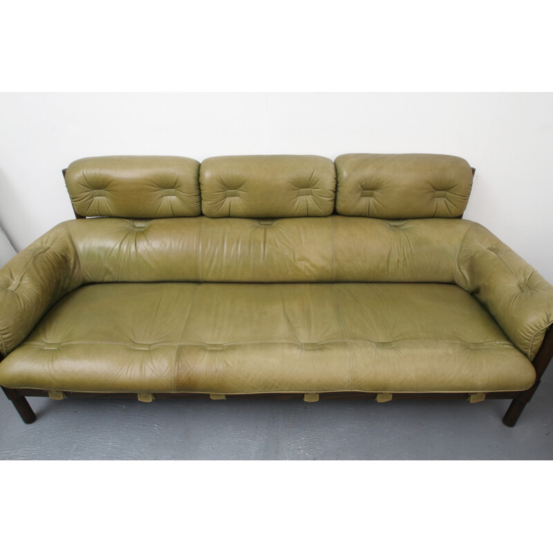 Vintage leather 3 seater sofa - 1970s