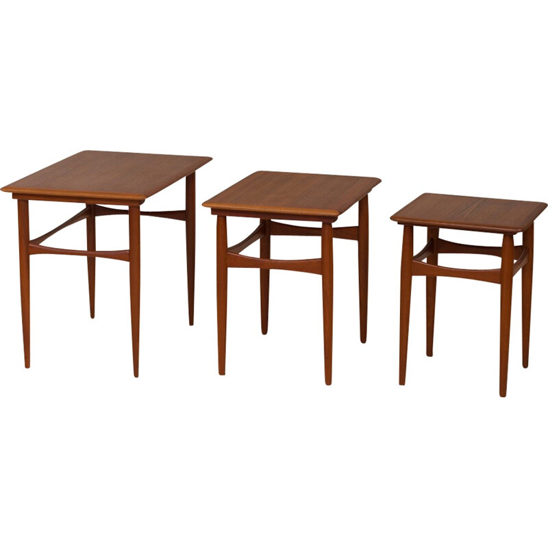 Set of 3 vintage scandinavian nesting tables - 1960s