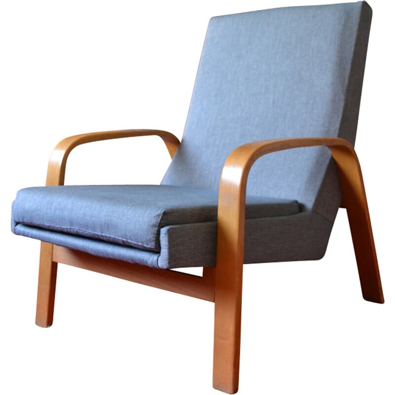 Vintage armchair Steiner by ARP curved wood - 1950s