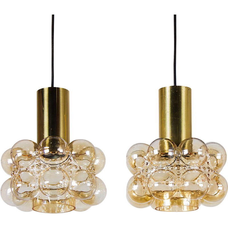 Pair of vintage bubble glass ceiling lights by Helena Tynell and Heinrich Gantenbrink for Limburg, 1960