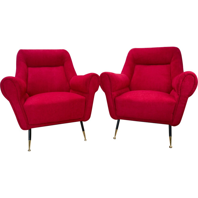 Vintage pair of Italian armchairs by Gigi Radice for Minotti - 1960s