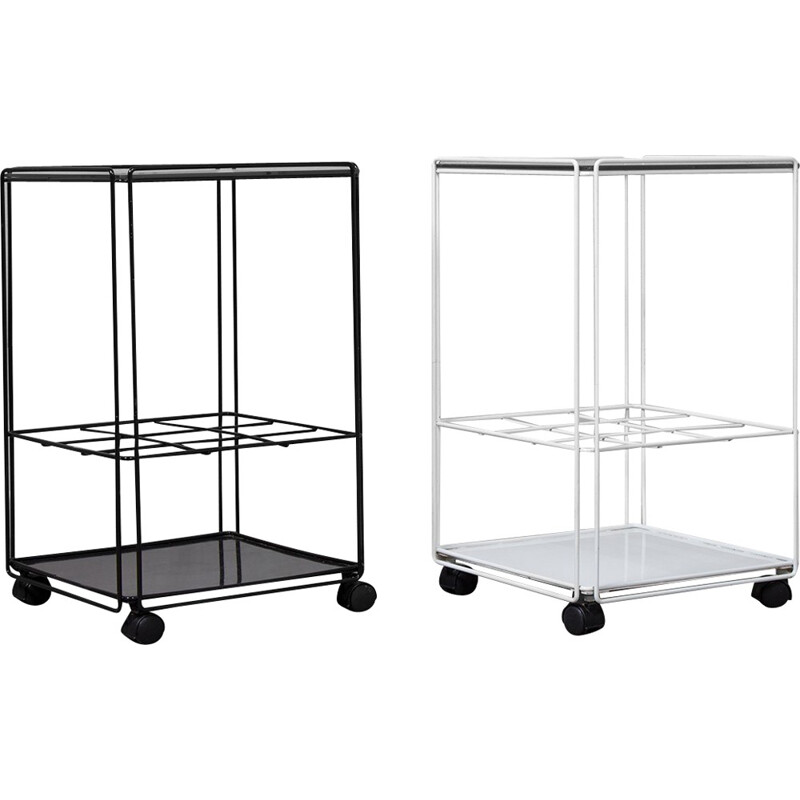 Vintage Set of 2 Black and White Isocele Trolleys by Max Sauze - 1970s