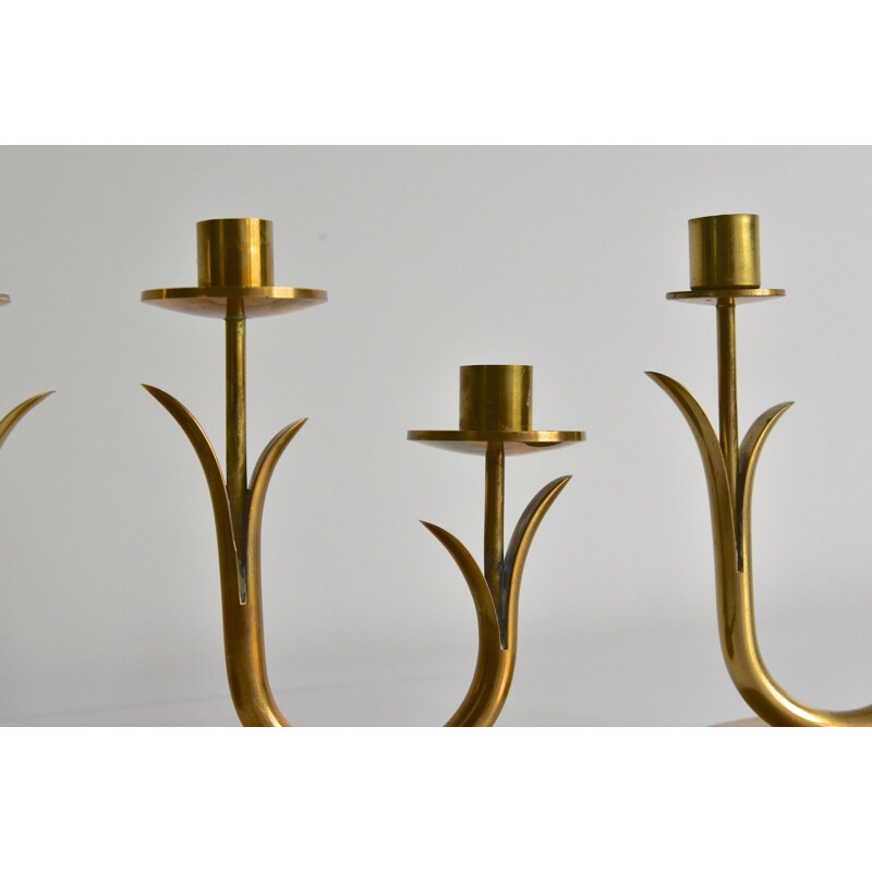 Vintage Swedish brass candle holders by Gunnar Ander for Ystad Metall - 1960s