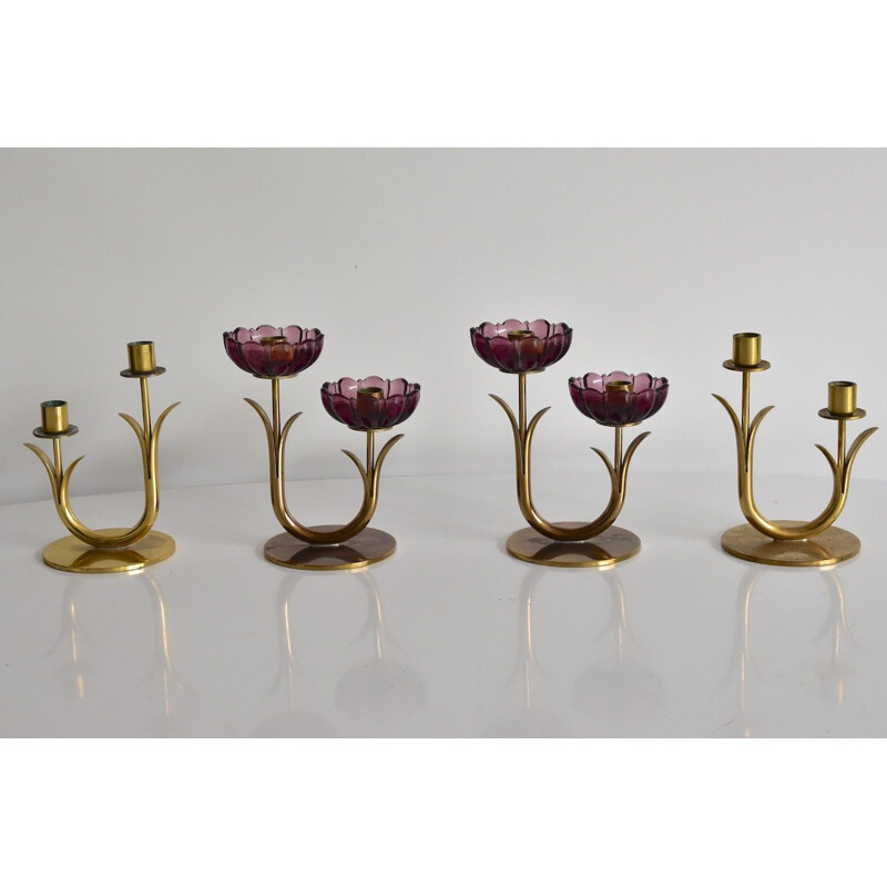Viintage Swedish candle holders in brass by Gunnar Ander Ystad - 1960s
