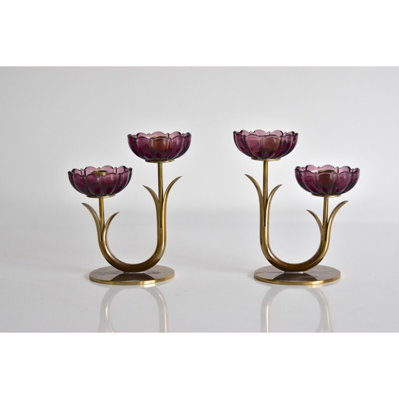 Viintage Swedish candle holders in brass by Gunnar Ander Ystad - 1960s