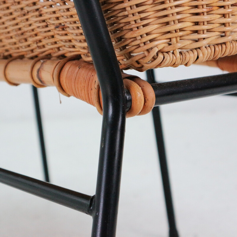 Vintage Modern Rattan Bench - 1950s