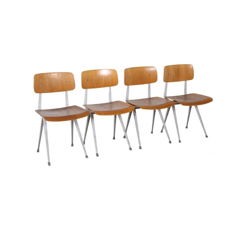 Set of 4 chairs in wodd and metal, Friso KRAMER - 1960s