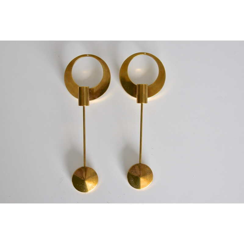 Pair of vintage brass candlesticks by Arthur Pe Kolback - 1960s