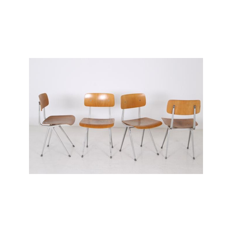 Set of 4 chairs in wodd and metal, Friso KRAMER - 1960s