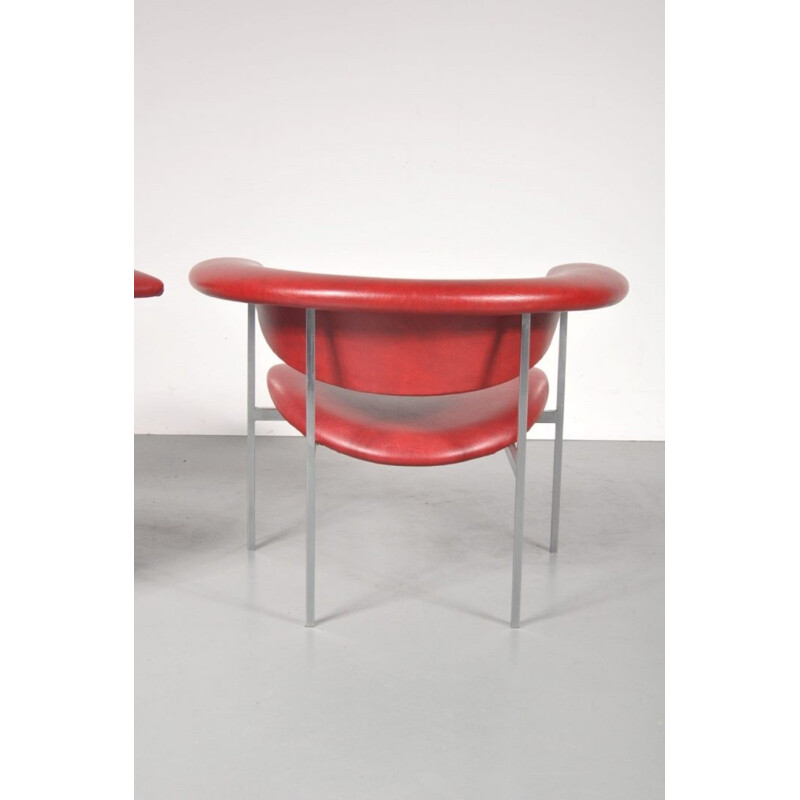 Vintage red skai chair by Rudolf Wolf - 1960s 