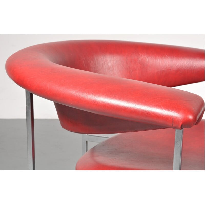 Vintage red skai chair by Rudolf Wolf - 1960s 