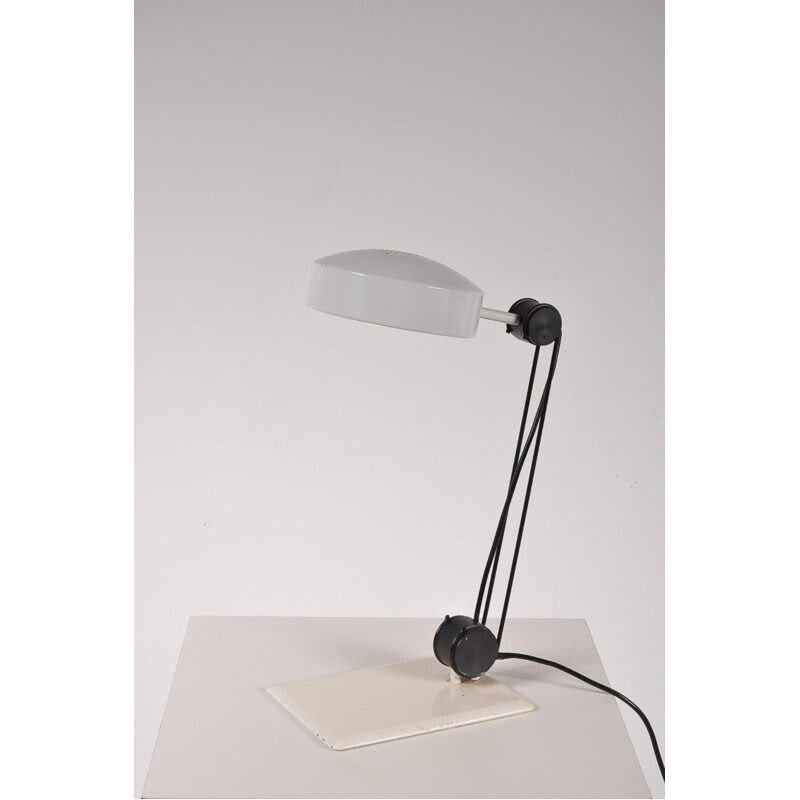 Lampe de bureau vintage en métal blanc - 1970
