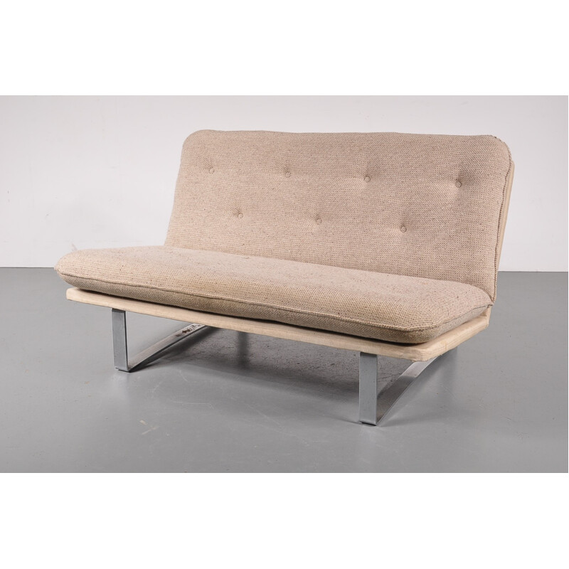 Vintage beige two-seater sofa by Koh Liang Le for Artifort - 1960s