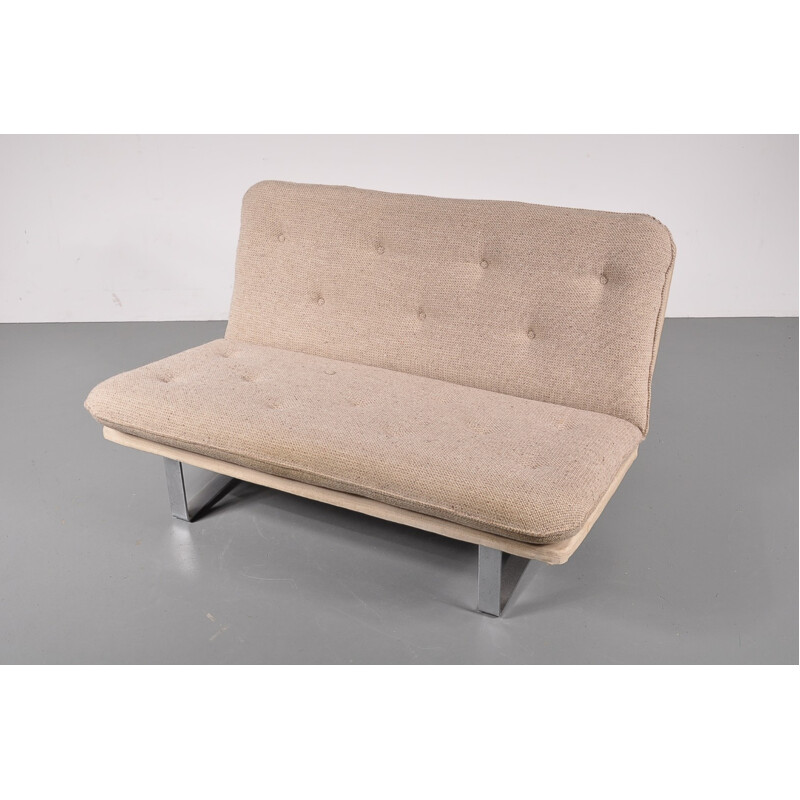 Vintage beige two-seater sofa by Koh Liang Le for Artifort - 1960s