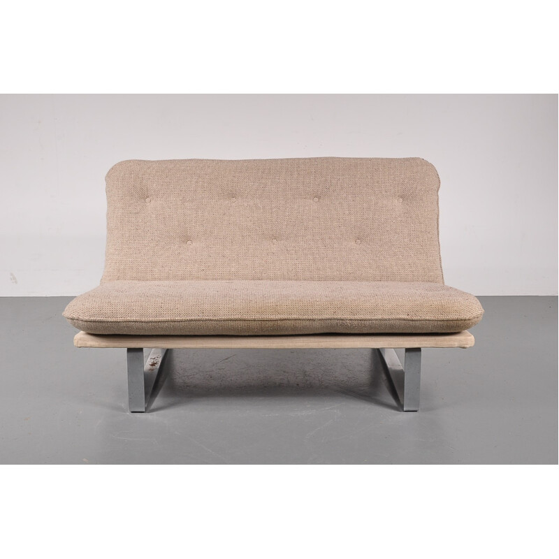 Vintage beige two-seater sofa by Koh Liang Le for Artifort - 1960s