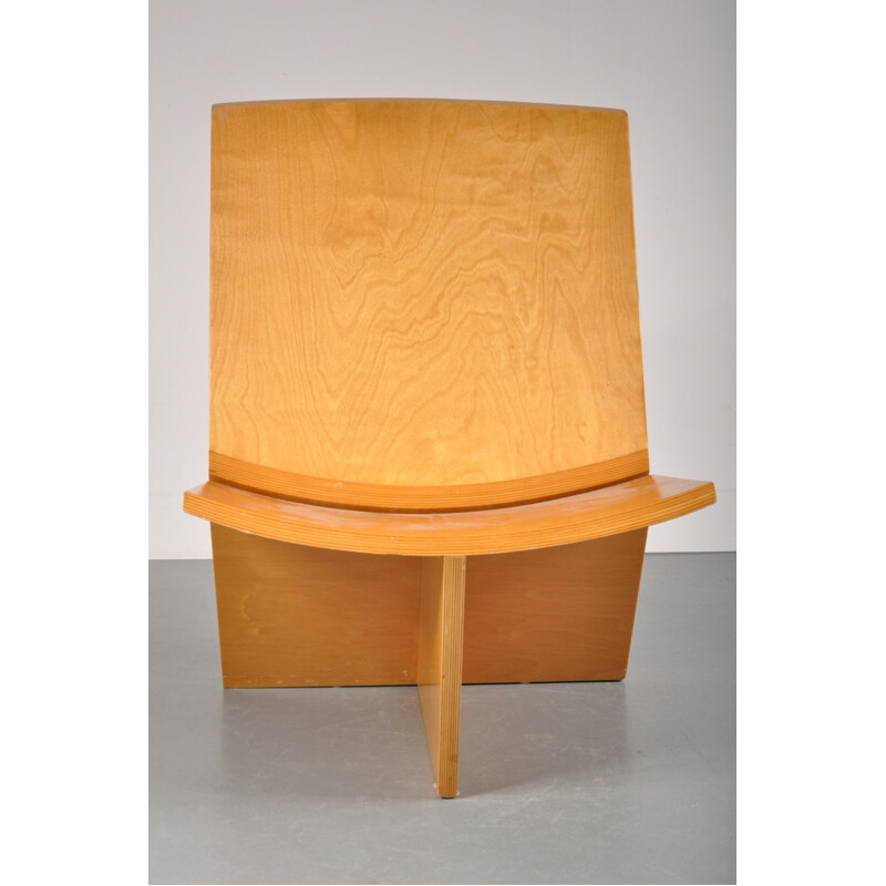 Fauteuil vintage prototype en bouleau par Willem Heinen - 1980