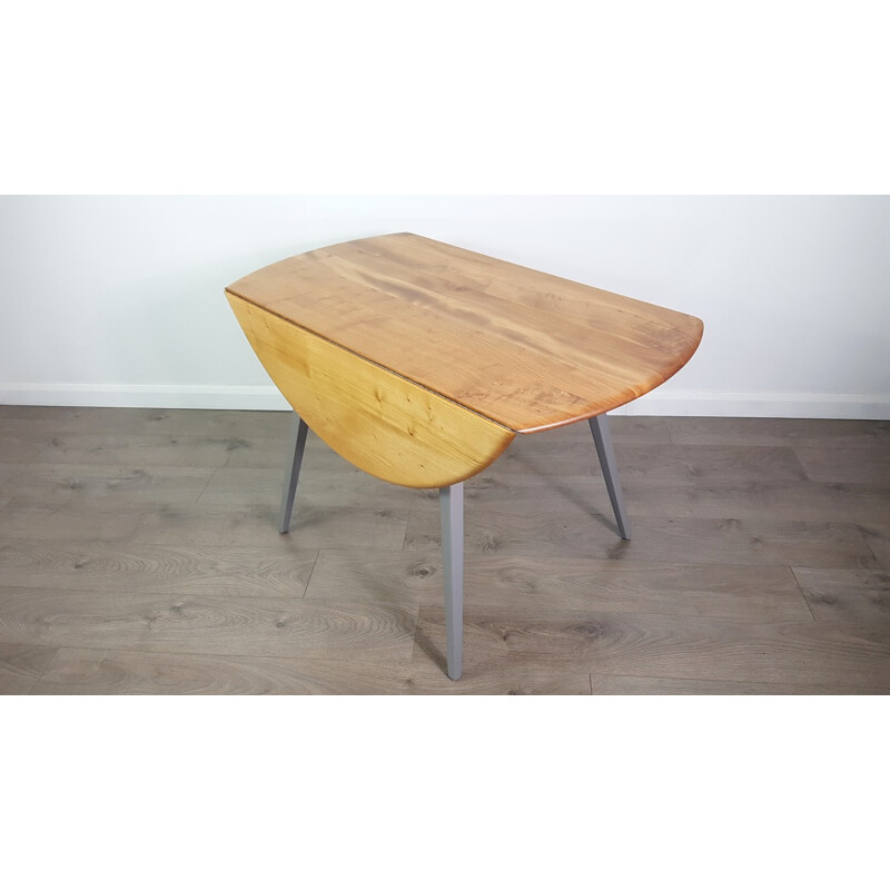 Table Vintage  Grise en forme de Feuille d'orme par Lucian Ercolani pour Ercol - 1960