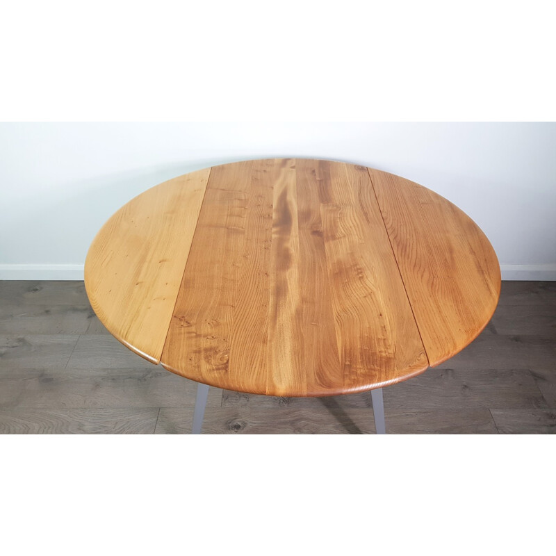 Table Vintage  Grise en forme de Feuille d'orme par Lucian Ercolani pour Ercol - 1960