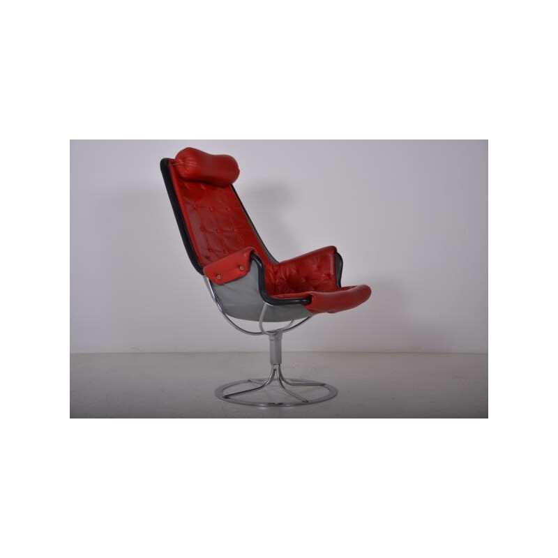 Armchair Jetson 66 in red leather and metal, Bruno MATHSSON - 1960s